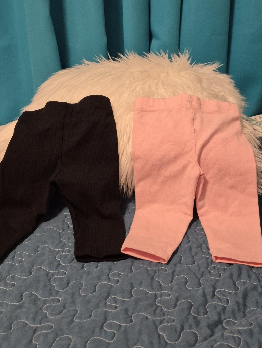 H&M Two-Pack Ribbed Baby Leggings in Black and Light Pink